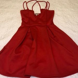 Red strappy party dress
